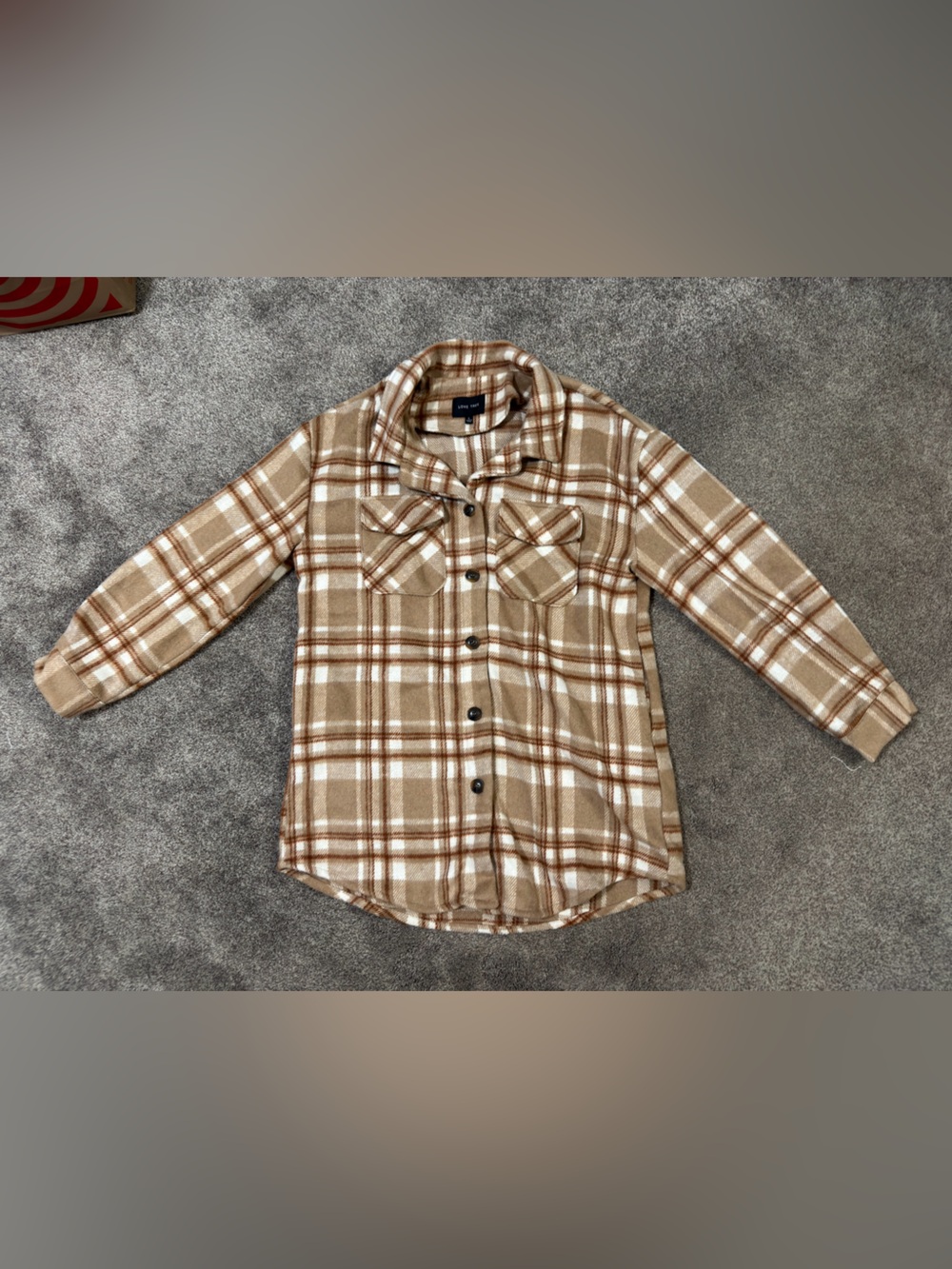 Love Tree Cream and Brown Plaid Shacket